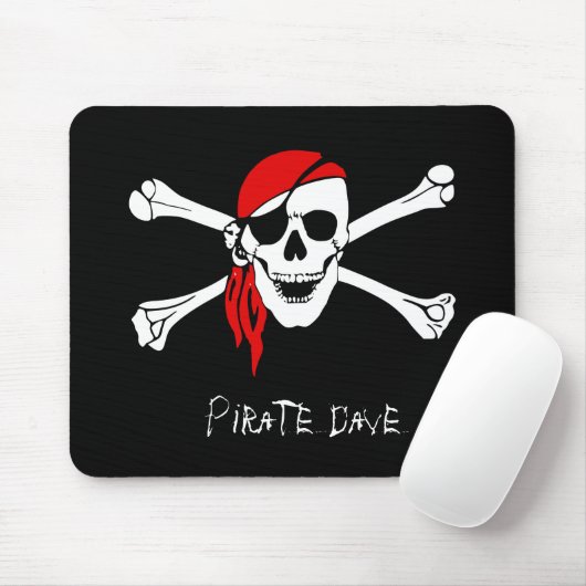 Personalisierter Piratenschädel und Kreuzknochen M Mousepad (Mit Mouse)