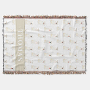 Personalisierter Pitbull Staffy (weiß) Decke