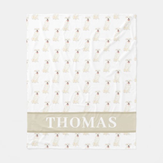 Personalisierter Pitbull Staffy (weiß) Fleecedecke (Vorderseite)