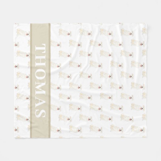 Personalisierter Pitbull Staffy (weiß) Fleecedecke (Vorderseite (Horizontal))