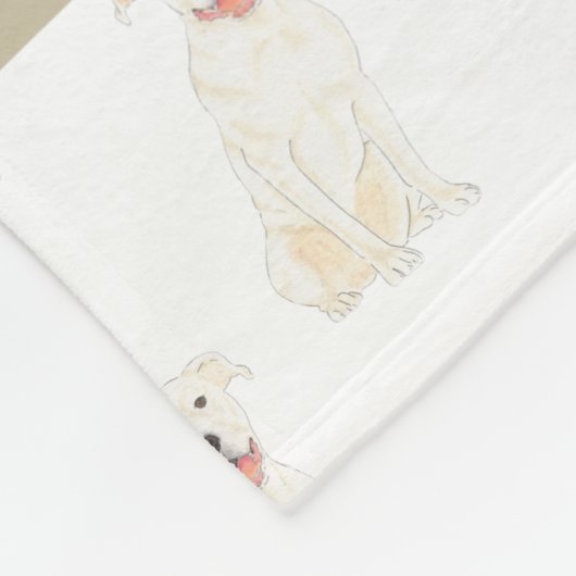 Personalisierter Pitbull Staffy (weiß) Fleecedecke (Ecke)