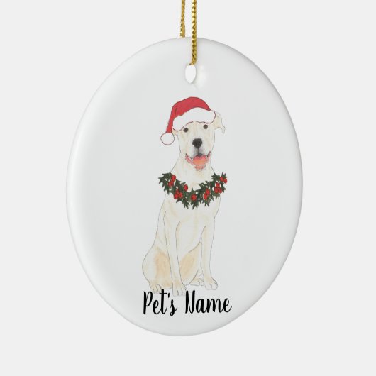 Personalisierter Pitbull Staffy (weiß) Keramik Ornament (Rechts)