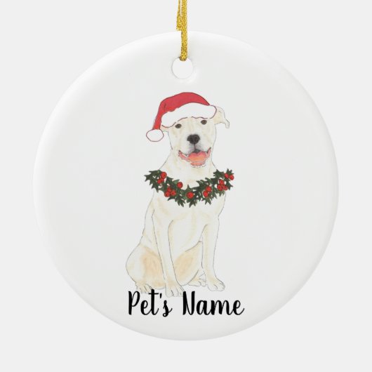 Personalisierter Pitbull Staffy (weiß) Keramik Ornament (Hinten)