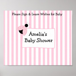 Personalisierter Plakathalter für Pink Baby Dusche Poster