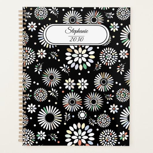 Personalisierter Planer mit geometrischen Blumen (Vorderseite)