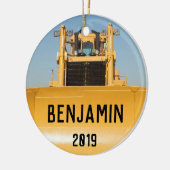 Personalisierter Planierraupen-Traktor Keramik Ornament (Links)