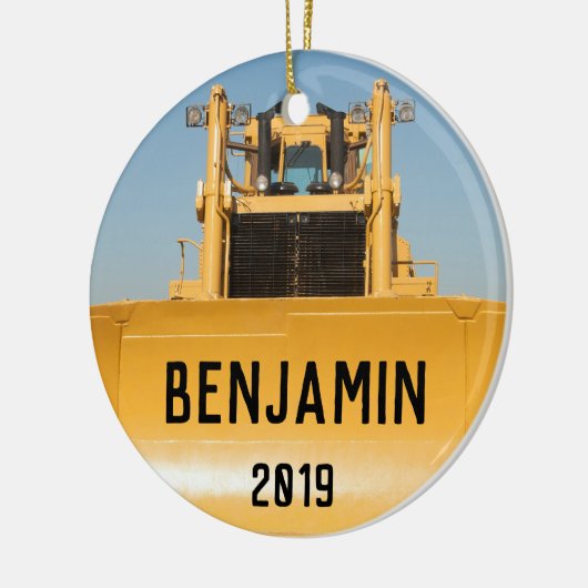 Personalisierter Planierraupen-Traktor Keramik Ornament (Links)