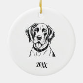 Personalisierter Pointer-Hund Weihnachten Keramik Ornament (Hinten)