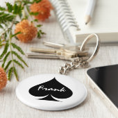 Personalisierter Poker Schlüsselanhänger mit Pik-A (Seite)