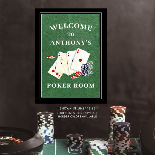 Personalisierter Poker Zimmer Begrüßungszeichen Poster