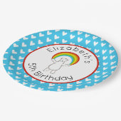 Personalisierter Polar- und Regenbogenpapierplatte Pappteller (Schrägansicht)