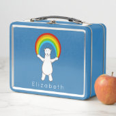 Personalisierter Polarbär und Regenbogen Metall Brotdose (Beispiel)