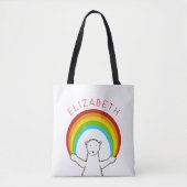 Personalisierter Polarbär und Regenbogen Tasche (Vorderseite)