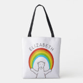 Personalisierter Polarbär und Regenbogen Tasche (Rückseite)