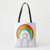 Personalisierter Polarbär und Regenbogen Tasche (Vorderseite)