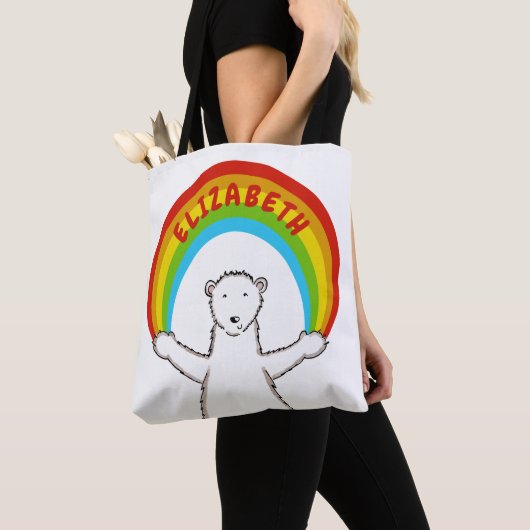 Personalisierter Polarbär und Regenbogen Tasche (Von Nahem)
