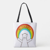 Personalisierter Polarbär und Regenbogen Tasche (Rückseite)