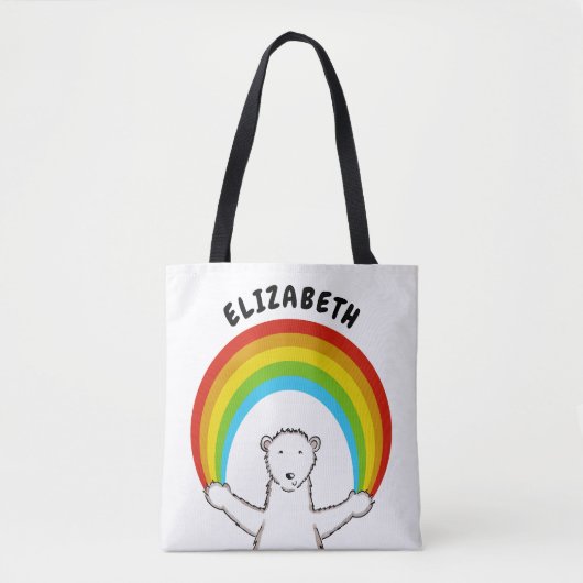 Personalisierter Polarbär und Regenbogen Tasche (Vorderseite)