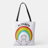 Personalisierter Polarbär und Regenbogen Tasche (Rückseite)