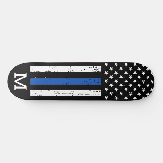 Personalisierter Polizeibeamter Custom Thin Blue L Skateboard (Horizontal)
