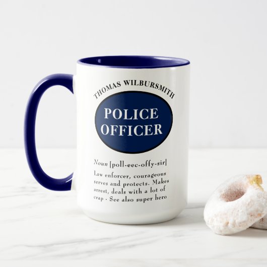 Personalisierter Polizeibeamter - Definition der T Tasse (Mit Donut)