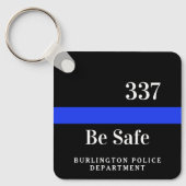 Personalisierter Polizeibeamter dünne blaue Linie Schlüsselanhänger (Vorderseite)