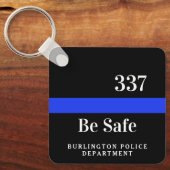 Personalisierter Polizeibeamter dünne blaue Linie Schlüsselanhänger (Vorderseite)