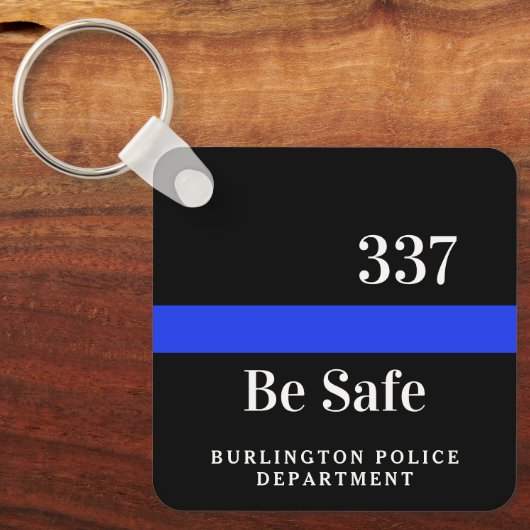 Personalisierter Polizeibeamter dünne blaue Linie Schlüsselanhänger (Vorderseite)