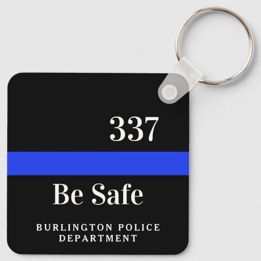 Personalisierter Polizeibeamter dünne blaue Linie Schlüsselanhänger (Rückseite)