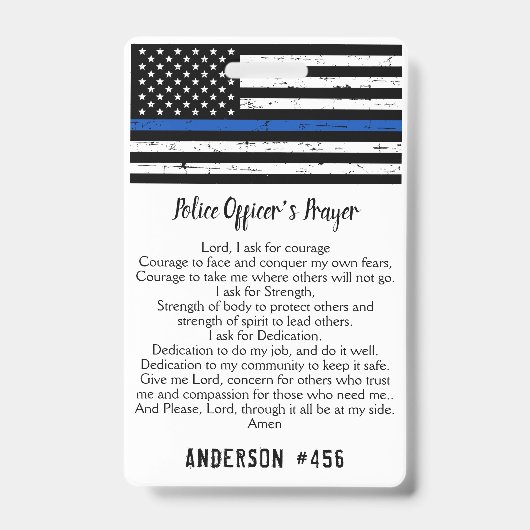 Personalisierter Polizeibeamter Gebet Thin Blue Li Ausweis (Vorderseite)