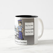 Personalisierter Polizeibeamter - männlicher Carto Zweifarbige Tasse (VorderseiteRechts)
