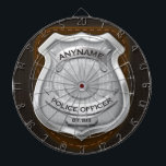 Personalisierter Polizeibeamter Sheriff Polizist N Dartscheibe<br><div class="desc">Personalisierter NAME Polizeibeamter Sheriff Polizist Abzeichen Design mit texturiertem Hintergrund. - Passen Sie Ihren Namen oder Ihren benutzerdefinierten Text an! Filme Highway Patrolman</div>