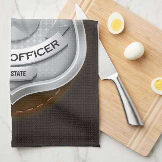 Personalisierter Polizeibeamter Sheriff Polizist N Geschirrtuch (Viertel Falte)