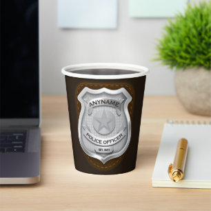 Personalisierter Polizeibeamter Sheriff Polizist N Pappbecher