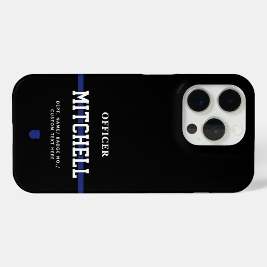 Personalisierter Polizeibeamter Thin Blue Line Case-Mate iPhone Hülle (Rückseite (Horizontal))