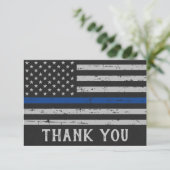 Personalisierter Polizeibeamter Thin Blue Line Dankeskarte (Stehend Vorderseite)