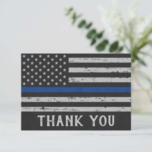 Personalisierter Polizeibeamter Thin Blue Line Dankeskarte (Stehend Vorderseite)