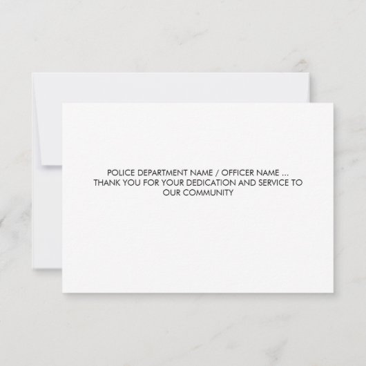 Personalisierter Polizeibeamter Thin Blue Line Dankeskarte (Rückseite)