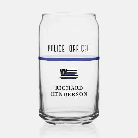 Personalisierter Polizeibeamter Thin Blue Line Dosenglas (Vorderseite)