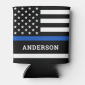 Personalisierter Polizeibeamter Thin Blue Line Dosenkühler (Vorderseite)