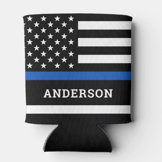 Personalisierter Polizeibeamter Thin Blue Line Dosenkühler (Rückseite)
