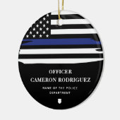 Personalisierter Polizeibeamter Thin Blue Line-Fla Keramik Ornament (Links)