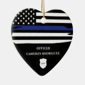 Personalisierter Polizeibeamter Thin Blue Line-Fla Keramik Ornament (Rechts)
