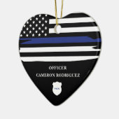Personalisierter Polizeibeamter Thin Blue Line-Fla Keramik Ornament (Links)