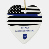 Personalisierter Polizeibeamter Thin Blue Line-Fla Keramik Ornament (Rechts)