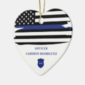 Personalisierter Polizeibeamter Thin Blue Line-Fla Keramik Ornament (Links)