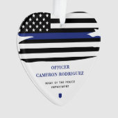 Personalisierter Polizeibeamter Thin Blue Line-Fla Ornament (Vorderseite)