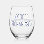 Personalisierter Polizeibeamter Thin Blue Line-Fla Weinglas Ohne Stiel (Rückseite)