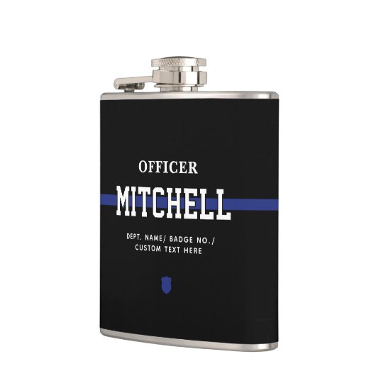 Personalisierter Polizeibeamter Thin Blue Line Flachmann (Links)