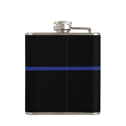 Personalisierter Polizeibeamter Thin Blue Line Flachmann (Rückseite)